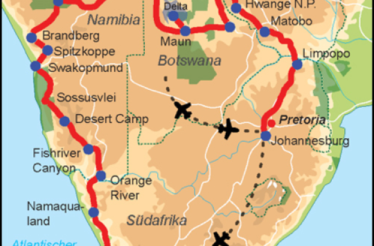 Karte &amp; Reiseverlauf: Afrika Safari Traum