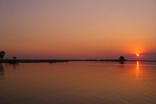 Sonnenuintergang im Okavango Delta