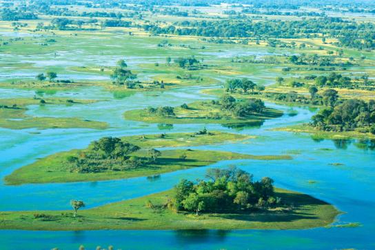 Panorama des Okavango Deltas aus der Luft