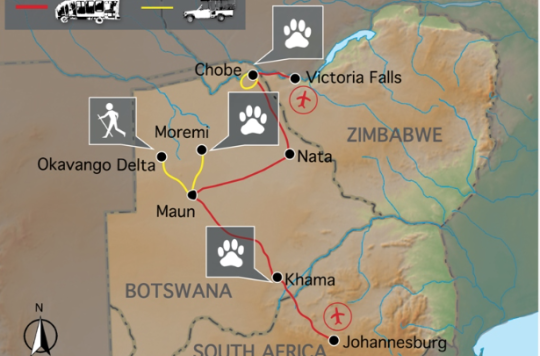 Reiseverlauf: Botswana Wildparks &amp; Rhinos