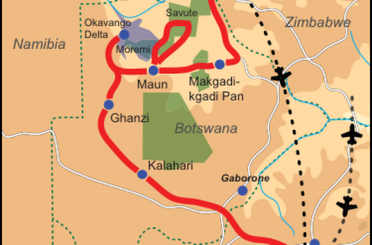 Karte &amp; Reiseverlauf: Botswanas Highlights