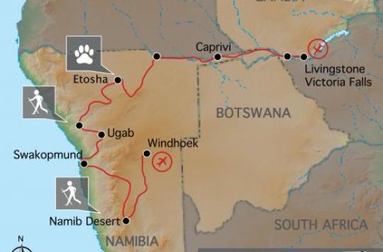 Reiseverlauf: Namibia und Sambesi
