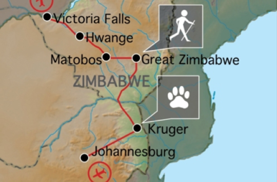 Reiseverlauf: Südafrika - Simbabwe Game Tracker